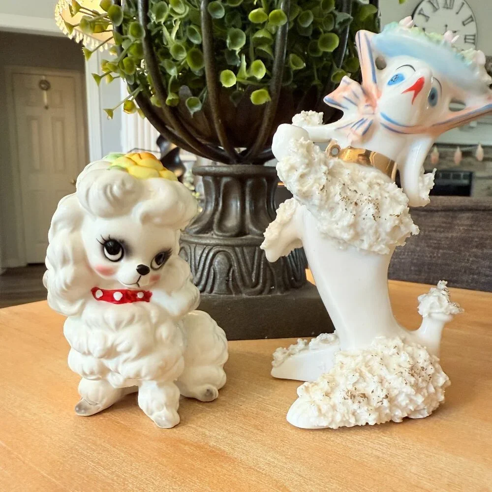❌SOLD❌1950s Josef Originals Ceramic Poodle with spaghetti poodle friend - Picture 5 of 16